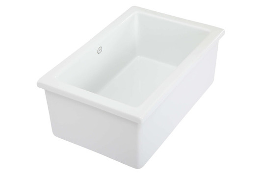 Drop in bowl or undermount, white gloss no tap hole. With stainless plug waste.