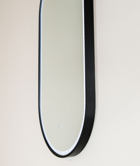Gatsby matte black long rectangle mirror with rounded edge.