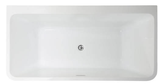 View of bath from above, centered waste. Top centered overflow on front wall