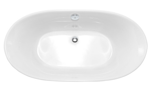 Simone freestanding 1500 bath from above. Centered rear waste with top centered round overflow.