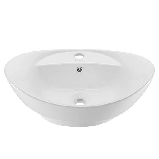 Darter Basin an oval above counter basin with a raised area for the mixer.