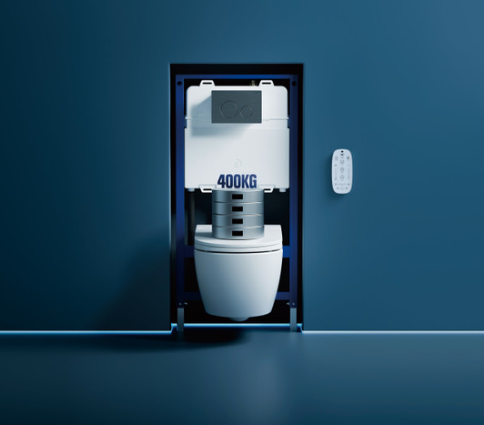 Sesto toilet installed with the cistern not covered up.