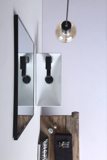 Tyrrell wall hung compact basin, live shot above view.