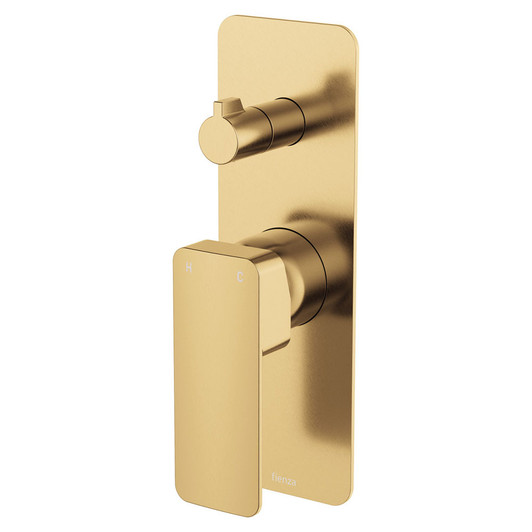 Tono Wall Mixer with diverter, rectangle Plate, urban brass. Product image, rectangle backing plate with rectangle mixer