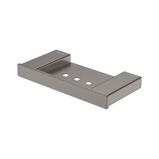 Product image of the Tono Soap Shelf in gun metal. Rectangle in shape with a recess for the soap to sit. It has 3 small square drainage holes. Product image of the Tono Soap Shelf in gun metal. Rectangle in shape with a recess for the soap to sit. It has 3 small square drainage holes.