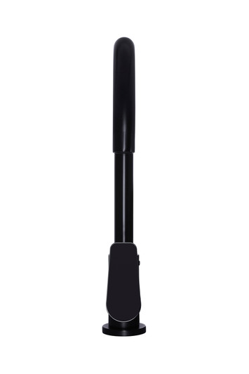 Round Gooseneck Kitchen Mixer with Paddle Handle in Matte Black.