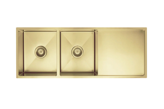 Lavello Kitchen Sink - Double Bowl & Drainboard 1160 x 440 in brushed bronze gold