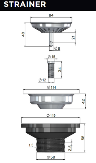 Lavello Kitchen Sink - Single Bowl & Drainboard 840 x 440