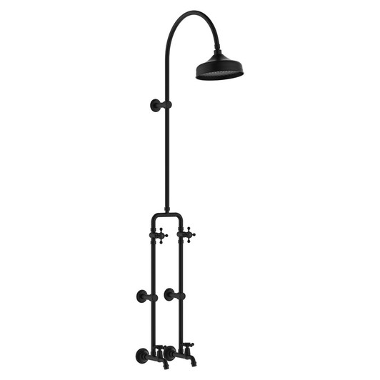 Lillian Exposed Rail Shower & Bath Set, Matte Black