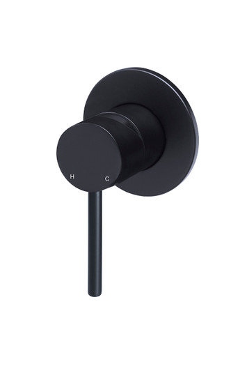 Round Wall Mixer in matte black, by Meir. Use in your bathroom for the shower, bath or basin.
