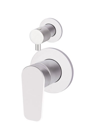 Round Paddle Diverter Mixer chrome, by Meir. Use in your bathroom for the shower and bath.