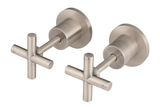 Round Cross Handle Jumper Valve Wall Top Assemblies in Champagne