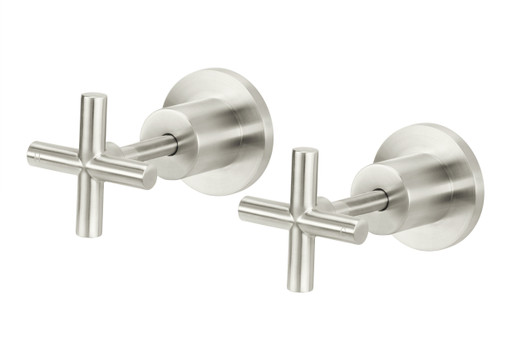 Round Cross Handle Jumper Valve Wall Top Assemblies in Brushed Nickel
