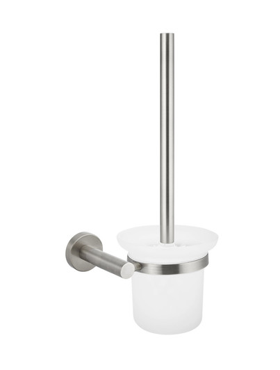 Brushed nickel Round Toilet Brush & Holder