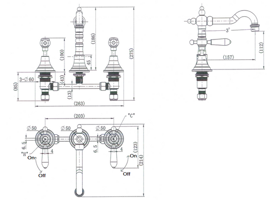 Specification sheet for the Bordeaux Basin Tap Set by Modern National