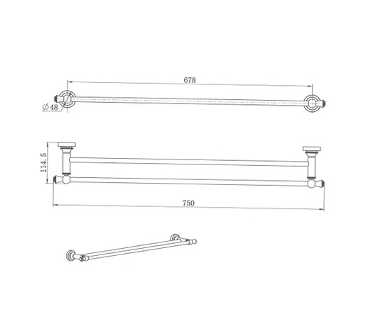 Specification sheet for the Medoc Double Towel Rail 750mm by Modern National