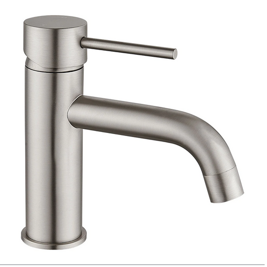 Ideal Basin Mixer Curved in brushed nickel.