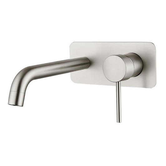 Ideal Wall Mixer With Outlet in brushed nickel.