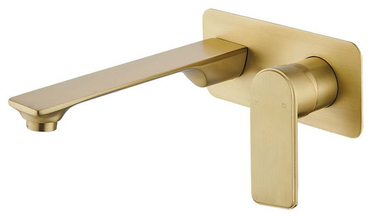 Bateau Wall Mixer With Outlet brushed gold.