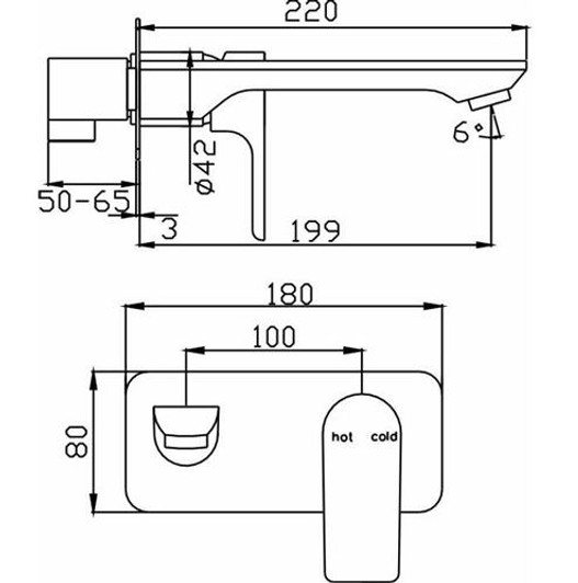 Specification sheet for Bateau Wall Mixer With Outlet  by Hellycar.