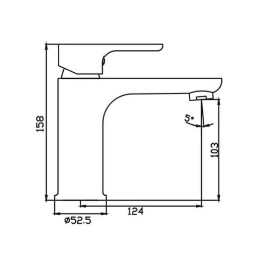 Specification sheet for the Sleek Basin Mixer by Hellycar