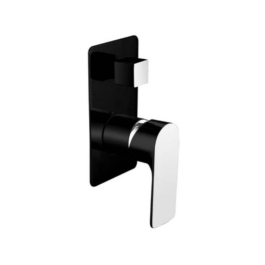 Sleek Wall Mixer With Diverter Black and Chrome Sleek Wall Mixer With Diverter Black and Chrome