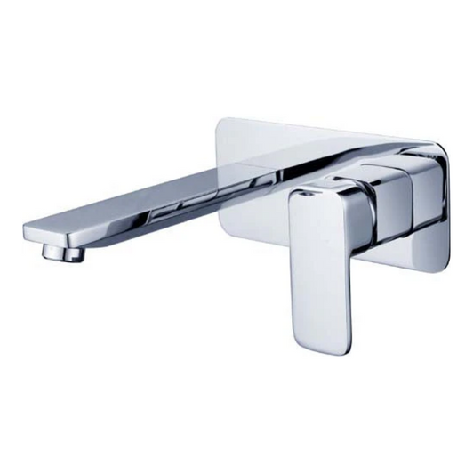 Elegant Wall Mixer With Outlet in chrome.