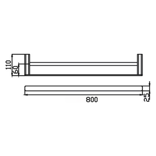 Specification sheet for the Elegant Double Towel Rail by Hellycar.