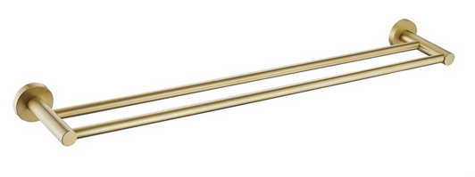 Ideal Double Towel Rail 750mm in brushed gold.