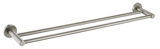 Ideal Double Towel Rail 750mm in brushed nickle.