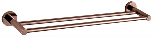 Ideal Double Towel Rail 900mm in rose gold.
