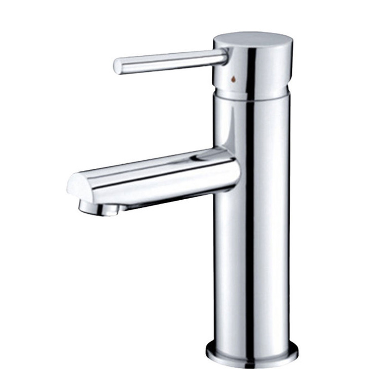 Isabella Short Basin Mixer. Chrome basin mixer with a pin handle and straight round spout and body.