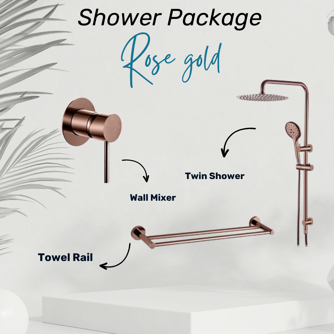 Rose gold shower package.