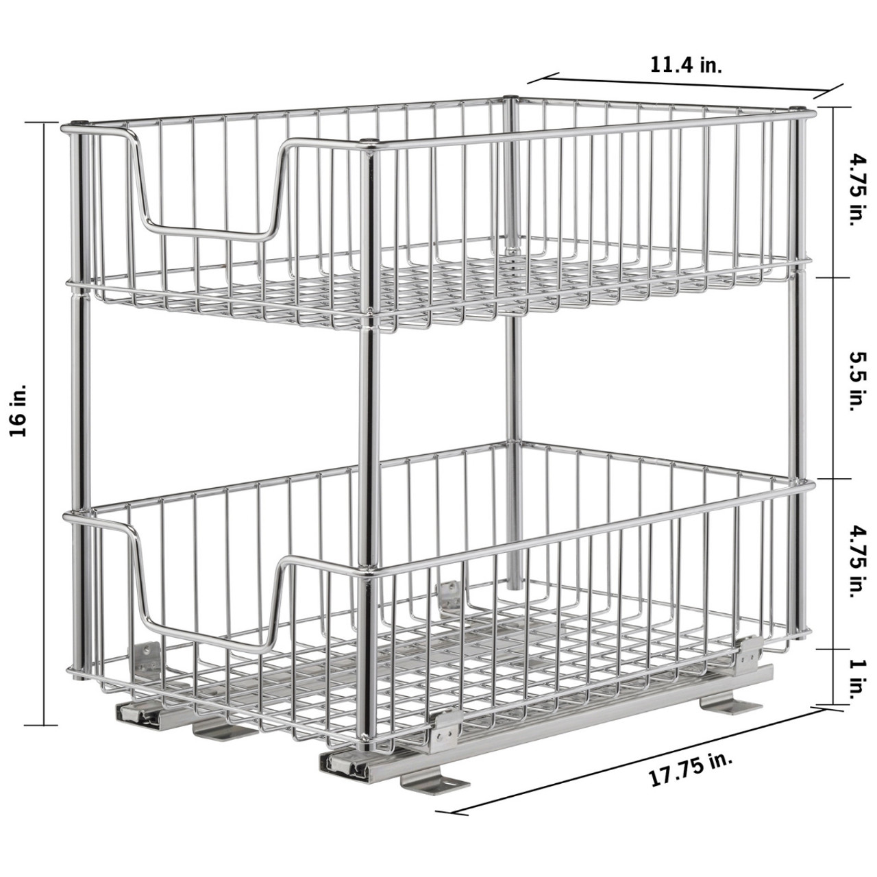 TRINITY Sliding Undersink Organizer 2-Pack, Chrome