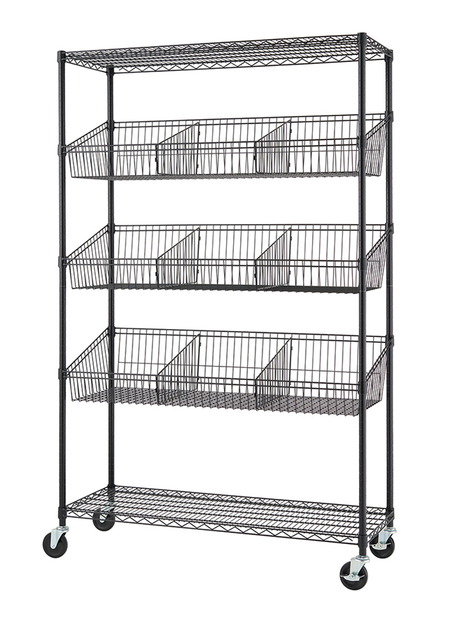 TRINITY 5-Tier, 48x18x72, Commercial Wire Shelving, NSF, w/ Baskets &  Dividers