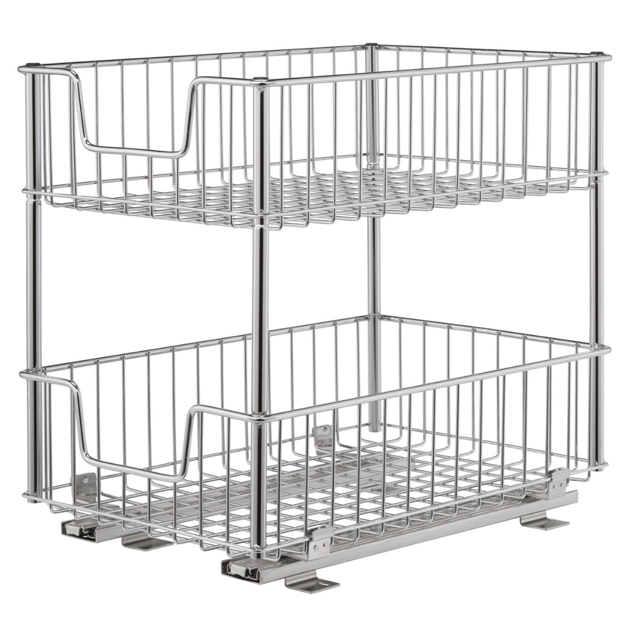 2 Tier Stainless Steel Pull Out Kitchen Cabinet Drawer Basket