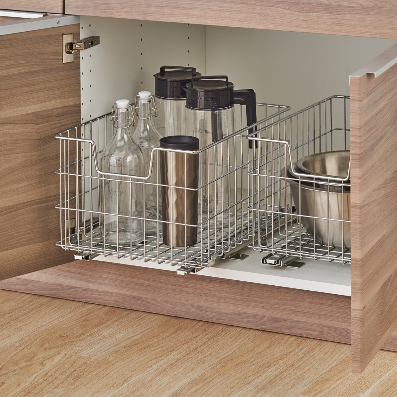 Simple Houseware 2-Tier (L+L) Organizer Pull Out Under Cabinet Sliding  Shelf, Chrome