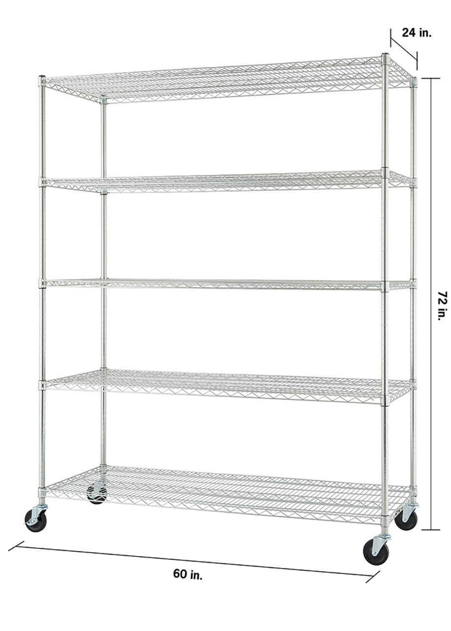 CAT 77 x 24 Inch Heavy Duty Industrial 4 Tier Adjustable Steel Wire Shelf 