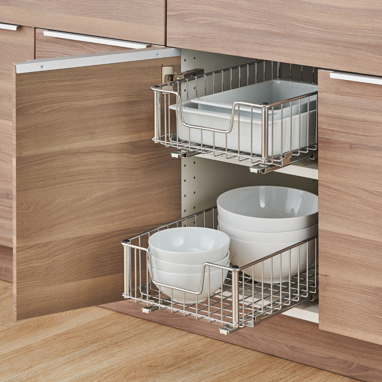 TRINITY 2-Compartment Sliding Wire Undersink Organizer (2-Pack