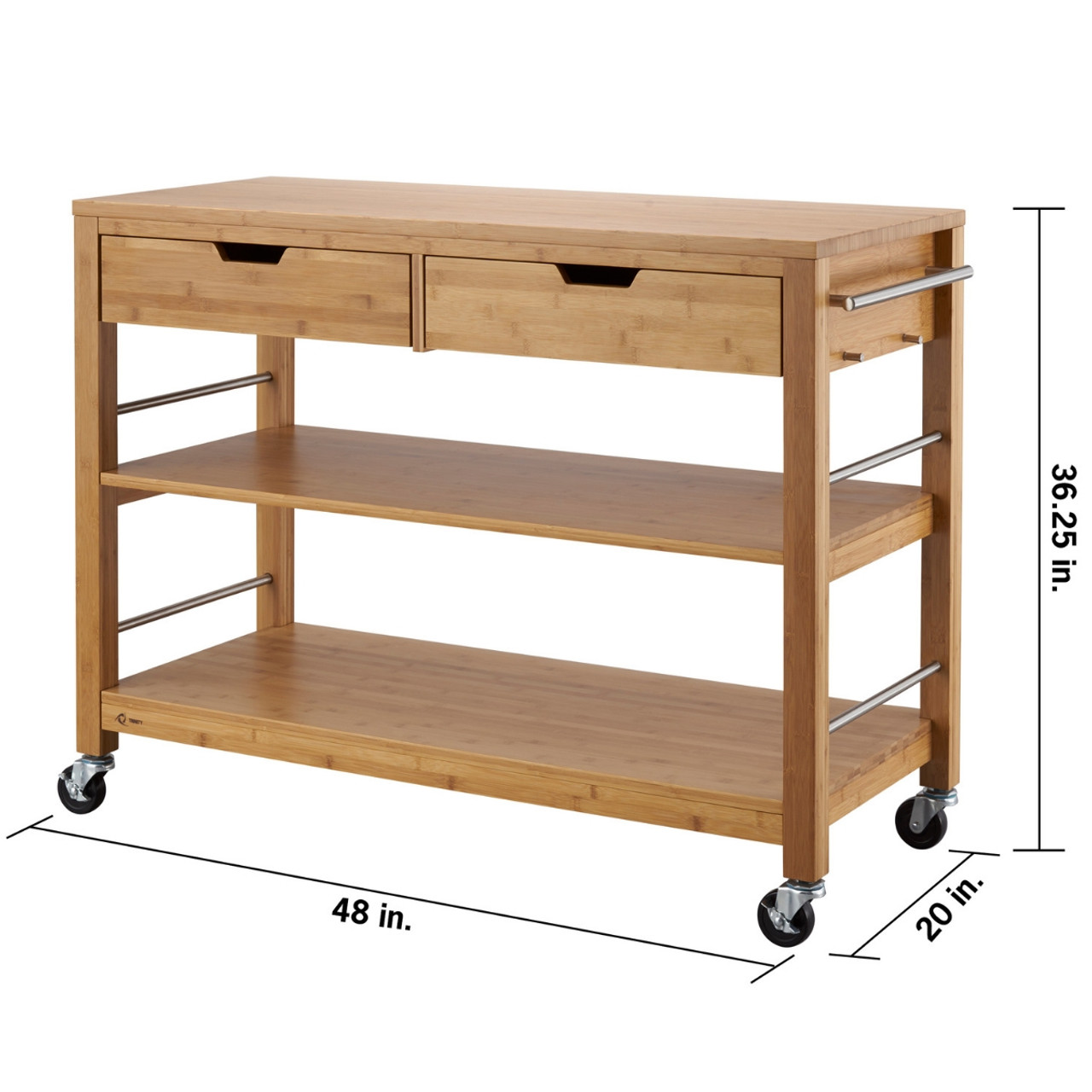 Trinity Home Entertainment Bamboo Kitchen Cart with Drop Leaf