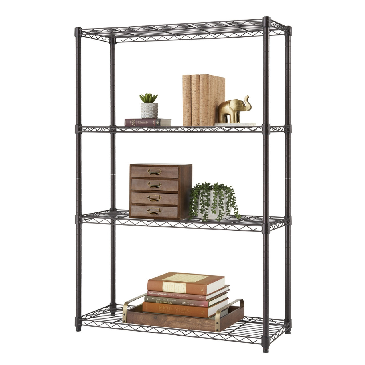 3-Tier Steel Wire Shelving Unit in Black (24 in. W x 30 in. H x 14 in. D)