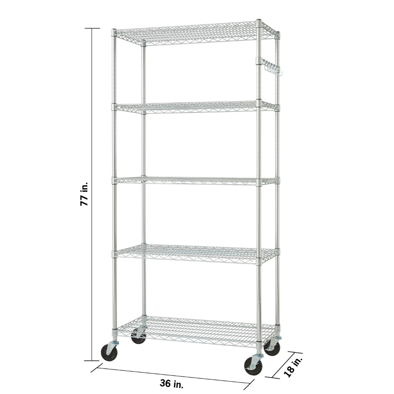 TRINITY EcoStorage® 6-Tier Wire Shelving w/ Backstands & Wheels,  NSF-certified, Chrome