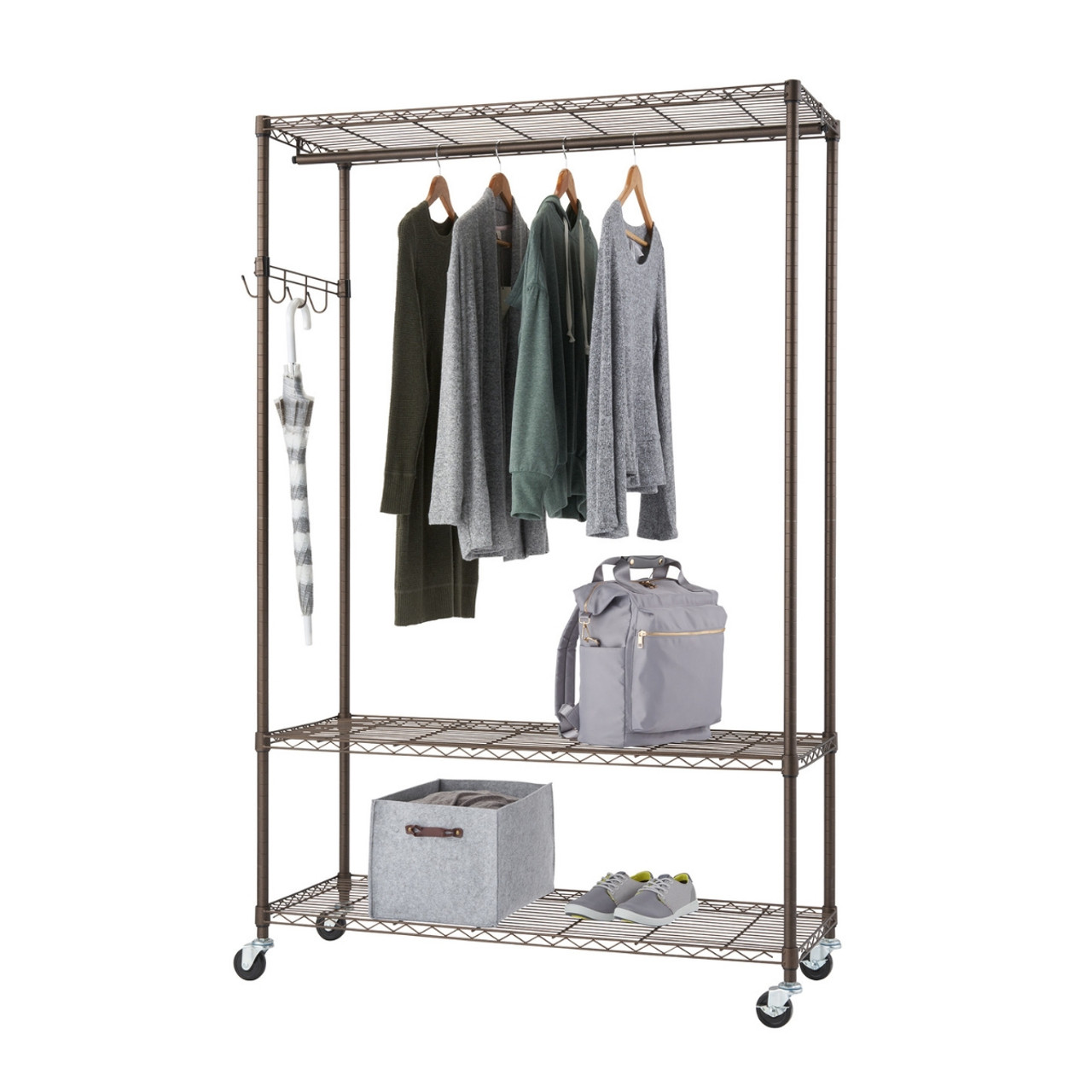 TRINITY 3-Tier |48x18x75.5| Rolling Garment Rack | Bronze Anthracite®