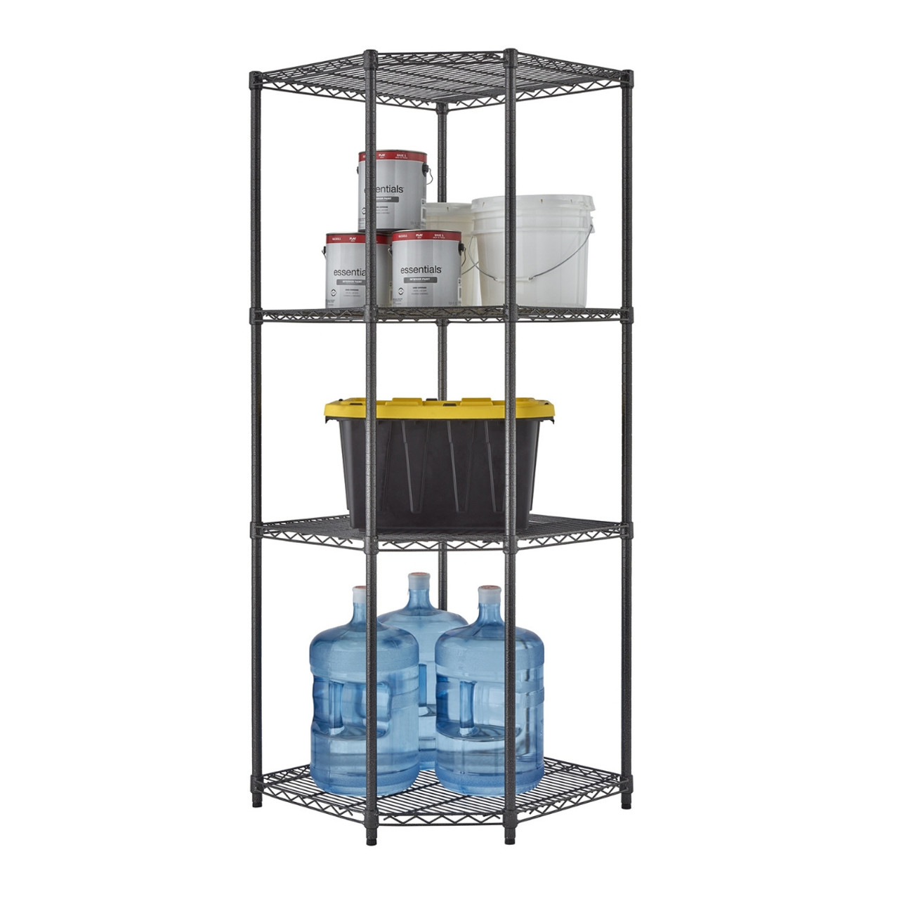 TRINITY PRO 4-Tier Corner Wire Shelving, NSF, Black Anthracite®