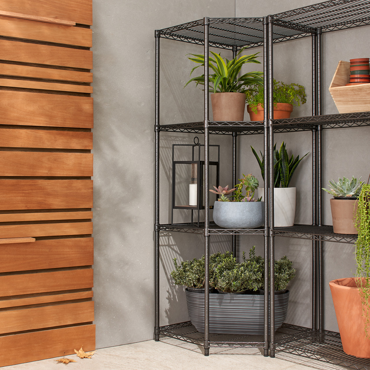 TRINITY PRO® 4-Tier | 27x27x18x72 | Industrial Corner Wire Shelving | NSF |  Black Anthracite®