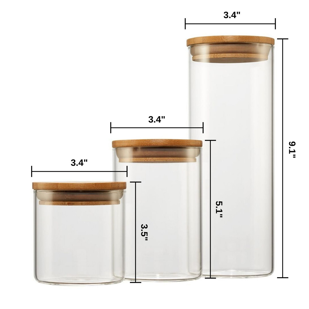 Extra Large Glass Canister with Airtight Wooden Lid, Set of 2