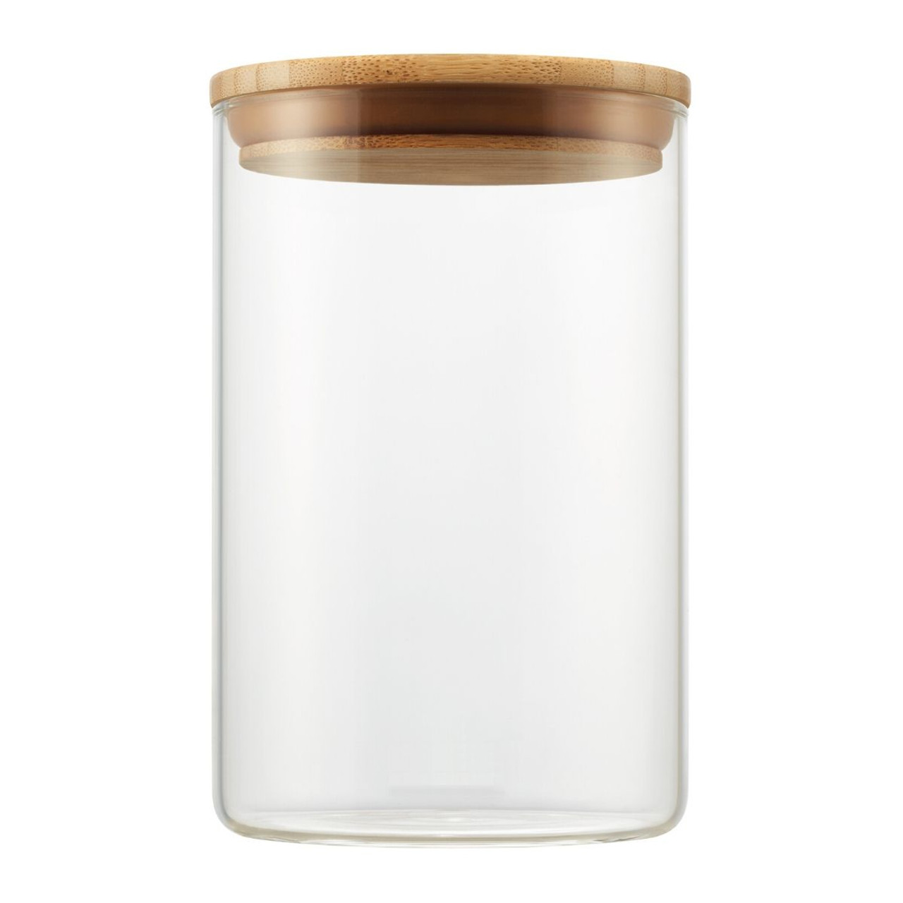 Large Glass Storage Canister with Blonde Wood Top - Hudson Grace
