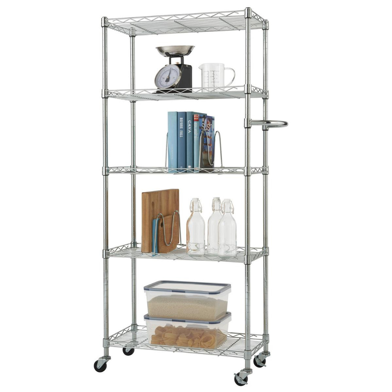 TRINITY BASICS EcoStorage 5 Tier 24x12x55.5 Pantry Rack NSF w Wheels Chrome