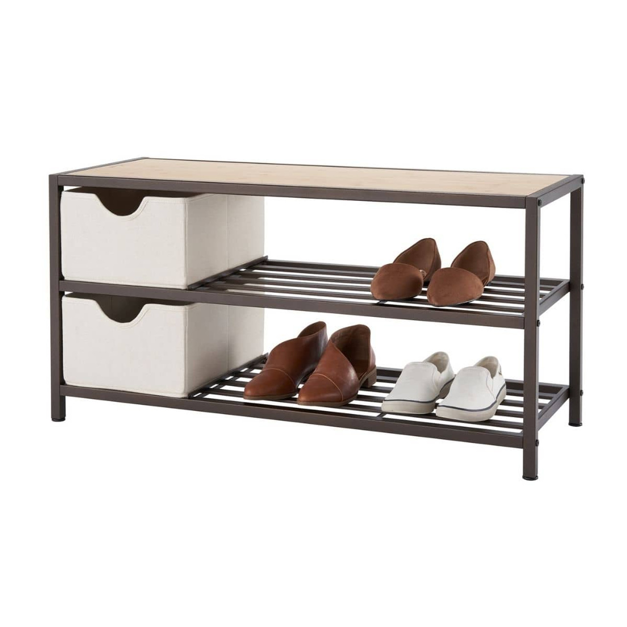 TRINITY 3-Tier Shoe Bench w/ Baskets, Bronze Anthracite®