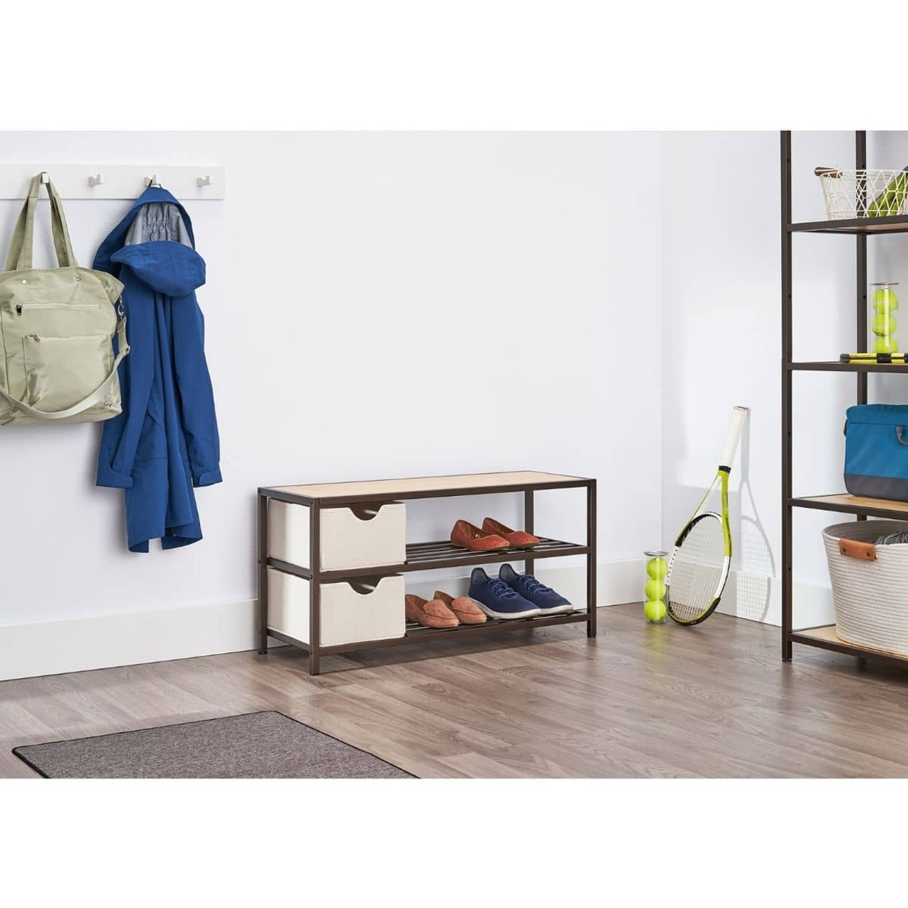 3-Tier Shoe Rack Storage Shelves with Seat - On Sale - Bed Bath